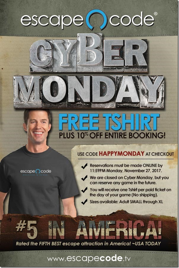 Escape Code Cyber Monday Ad 2017